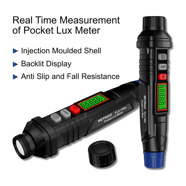 Metravi PLX-1400 Pocket Lux Meter features injection moulding housing with a backlit display