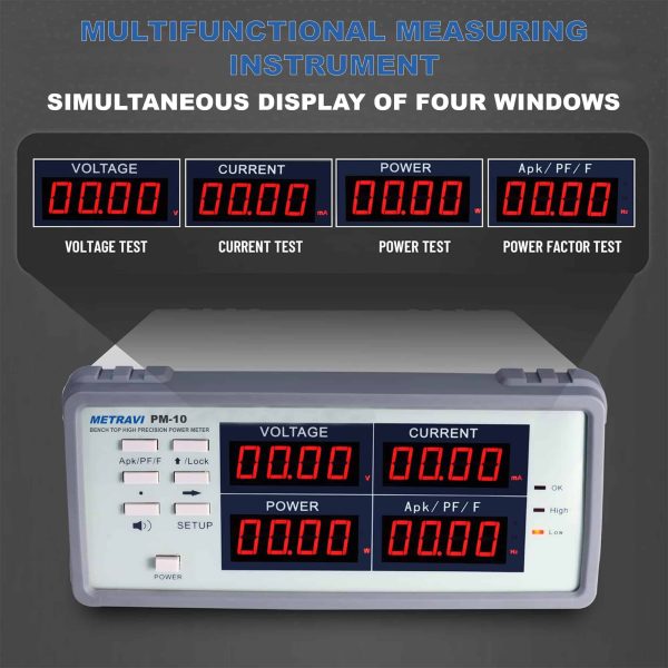 Metravi PM-10 PM-10B High Precision Power Meter features a multi display