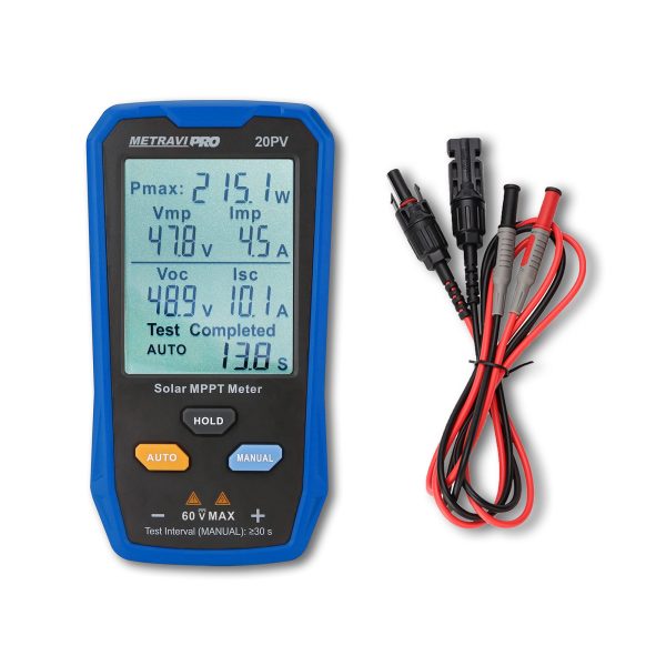Metravi PRO 20PV Solar MPPT Meter comes with MC4 connector test leads