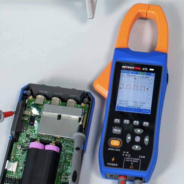 Metravi PRO 475 TRMS AC DC Clamp Meter with Oscilloscope and Data Logger Orange enables multi testing