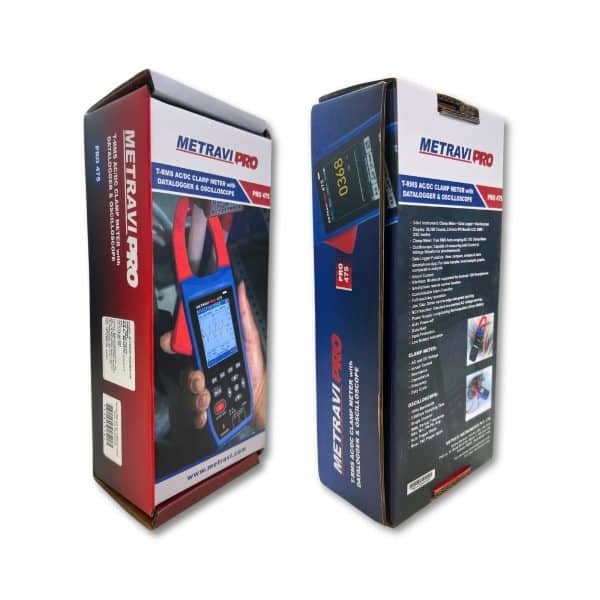 Metravi PRO 475 TRMS ACDC Clamp Meter with Oscilloscope and Datalogger Orange Product Packaging