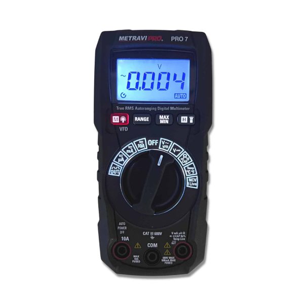 Metravi PRO 7 Digital Auto-ranging Digital TRMS Multimeter with backlit ranges, switch and display