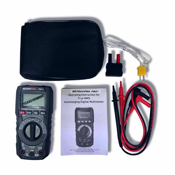 Metravi PRO 7 Digital Auto-ranging Digital TRMS Multimeter product kit and accessories