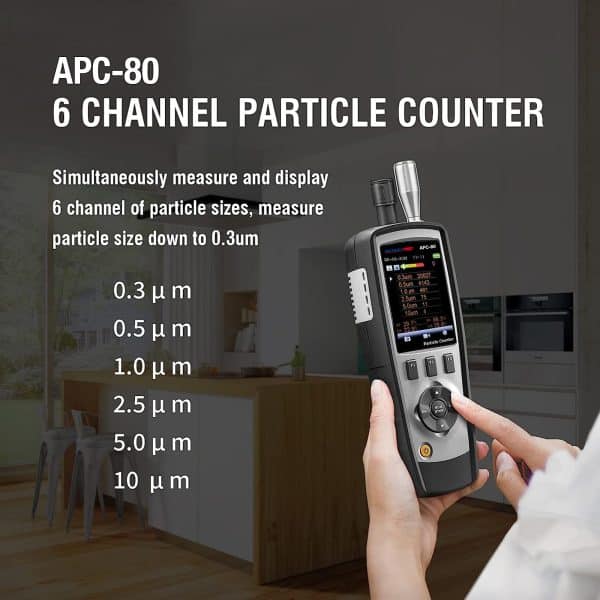 Metravi PRO APC-80 Air Particle Counter can measure six channels of particles