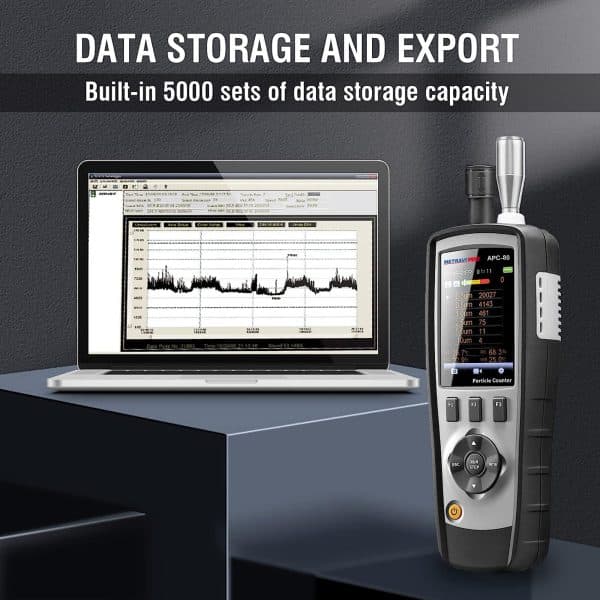 Metravi PRO APC-80 Air Particle Counter features data logging and analysis