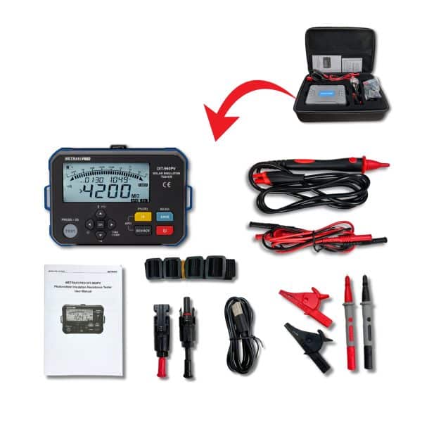 Metravi PRO DIT-960PV Digital Solar Insulation Tester Product Kit with Accessories