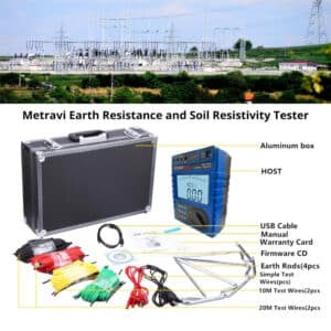 Metravi PRO ERT-1602 Earth Resistance and Soil Resistivity Tester with accessories