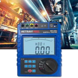 Metravi PRO ERT-1602 Earth Resistance and Soil Resistivity Tester features precision 4-wire, 3-wire and simple 2-wire measurement methods