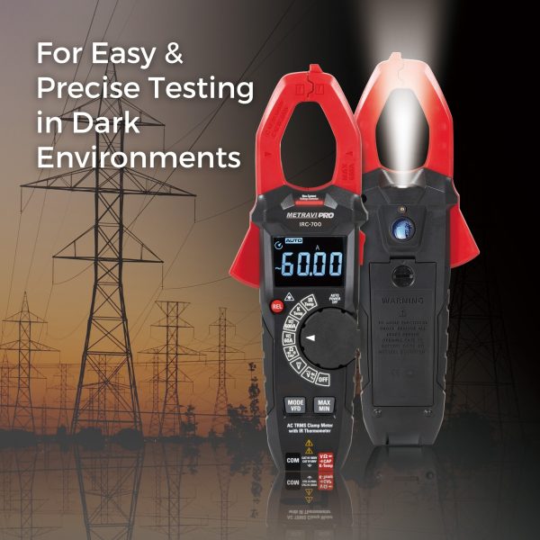Metravi PRO IRC-600 IRC-700 Clamp meters with Infrared Thermometers has a bright flashlight