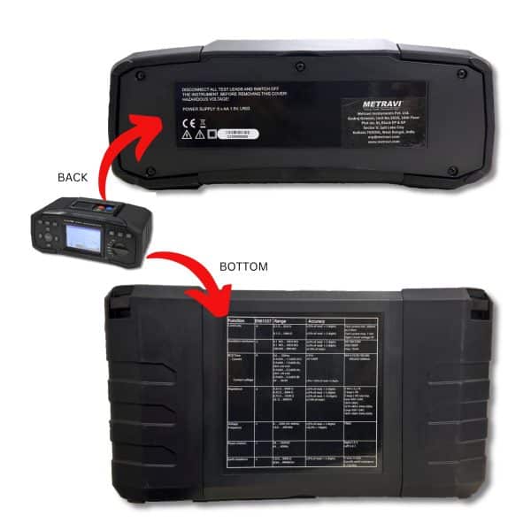 Metravi PRO MFT-9101 Multifunction Installation Tester Back and Bottom View