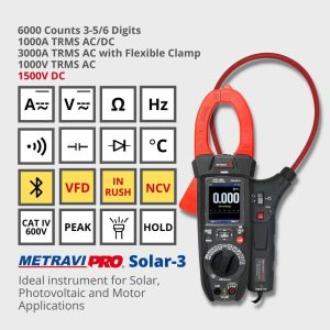 Metravi PRO Solar-3 Digital TRMS ACDC Clamp Meter features and specifications