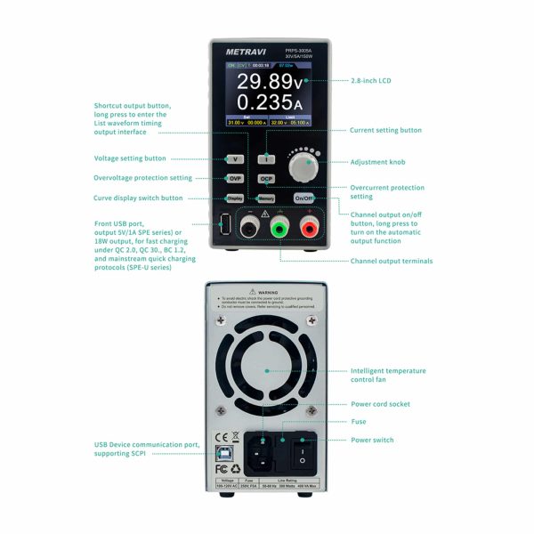 Metravi PRPS-3005A Programmable DC Regulated Power Supply features