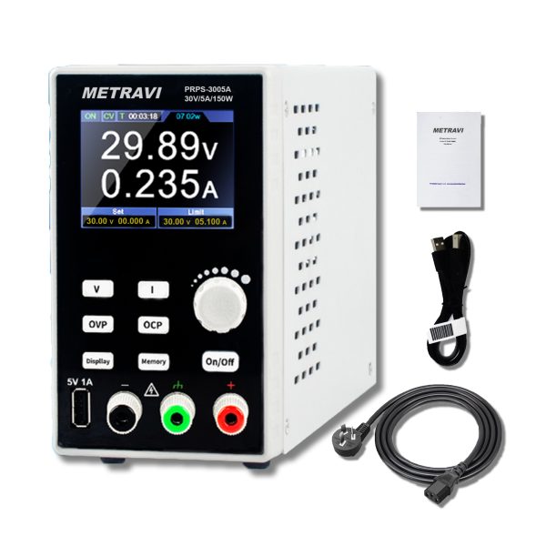 Metravi PRPS-3005A Programmable DC Regulated Power Supply product kit and accessories