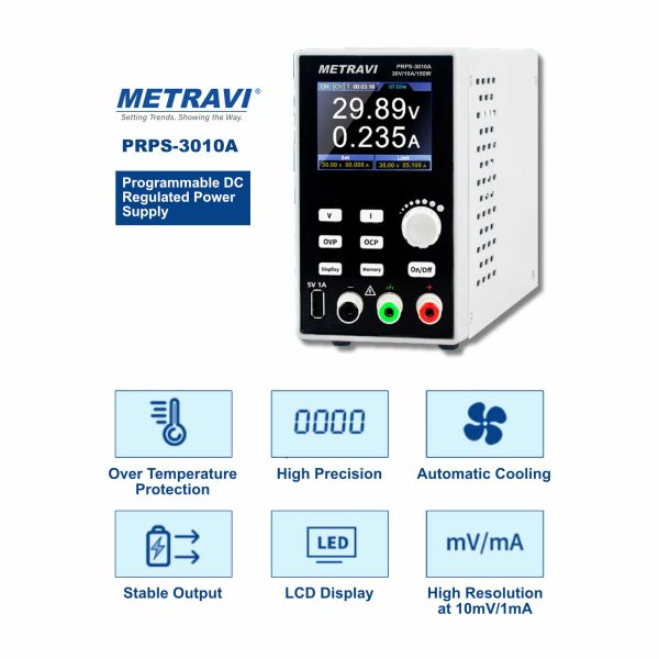 Metravi PRPS-3010A Programmable DC Regulated Power Supply features high accuracy and resolution