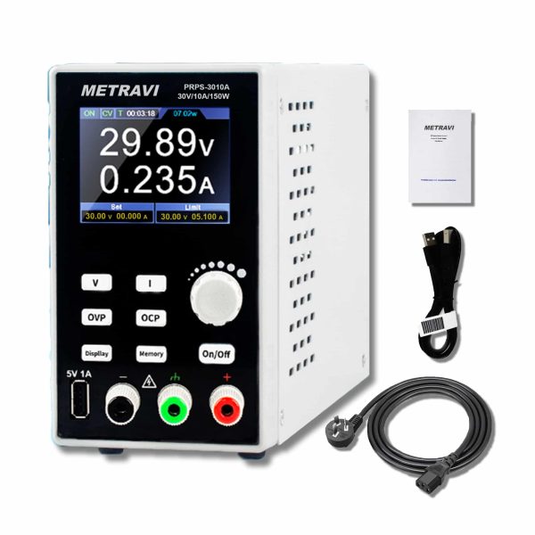 Metravi PRPS-3010A Programmable DC Regulated Power Supply product kit and accessories