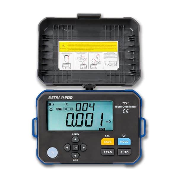 Metravi Pro 7270 1A Micro Ohms Meter comes with a cover for safety