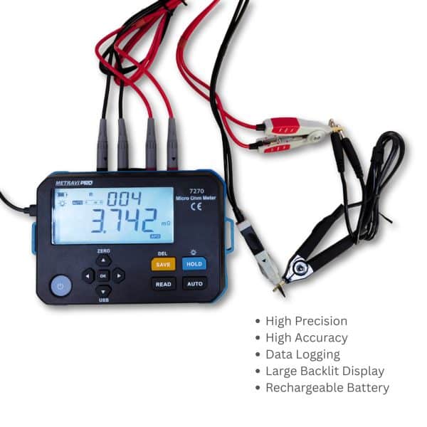 Metravi Pro 7270 1A Micro Ohms Meter features