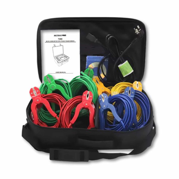 Metravi Pro 7280 Micro Ohms Meter for 3 Channel Transformers Carrying Case with Accessories