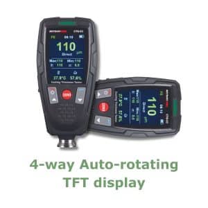 Metravi Pro CTG-03 Coating Thickness Gauge features a 4 way auto rotating TFT Colour display