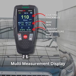 Metravi Pro CTG-03 Coating Thickness Gauge features a multi measurement display