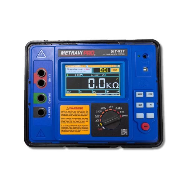 Metravi-Pro-DIT-927-10kV-Digital-Insulation-Tester-comes-with-a-full-colour-touchscreen-display.