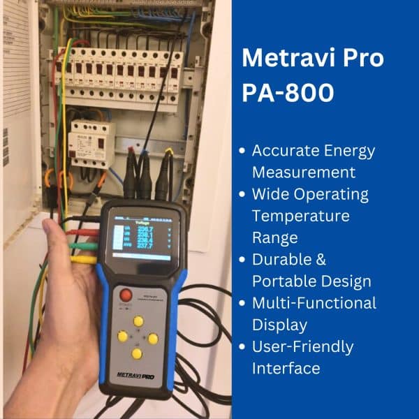 Metravi Pro PA-800 Portable Power Analyser is a powerful, user-friendly, and precise tool for comprehensive energy measurement and power quality analysis