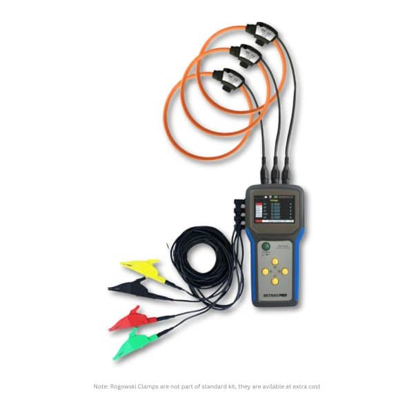 Metravi Pro PA-800 Portable Power Analyser uses Rogowski Flexible Clamps for input current