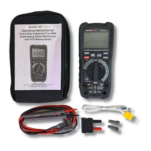 Metravi Pro Solar-1A Digital TRMS Multimeter for Solar product kit with accessories
