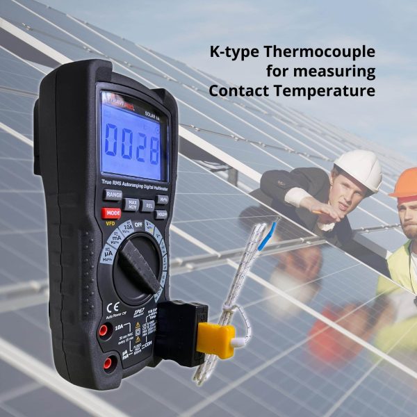 Metravi Pro Solar-1A Digital TRMS Multimeter for Solar can measure upto 1000°C contact temperature
