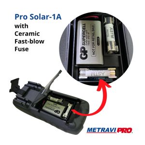 Metravi Pro Solar-1A Digital TRMS Multimeter for Solar features double ceramic fast blow fuses