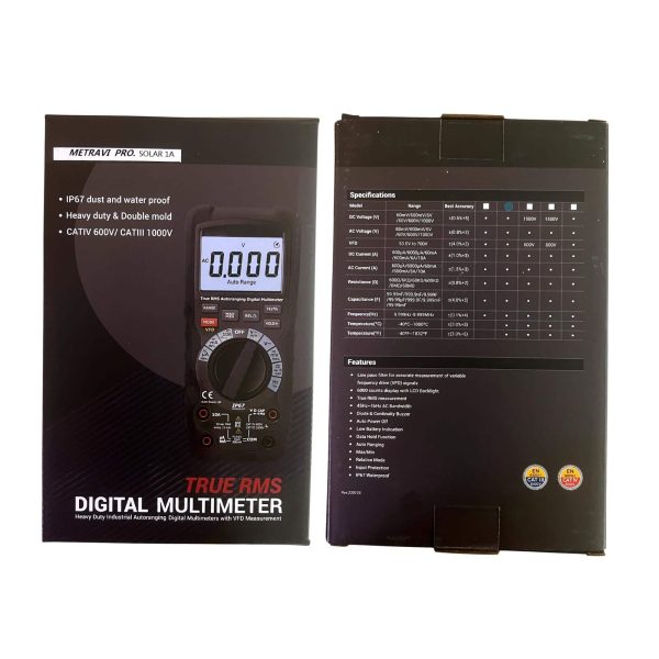 Metravi Pro Solar-1A Digital TRMS Multimeter for Solar box and specifications