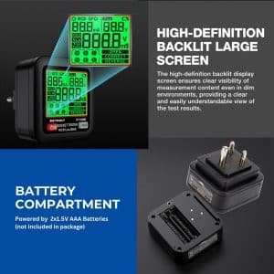 Metravi ST-09B Socket Polarity and Earth Leakage Tester features a large bright clear display for all readings