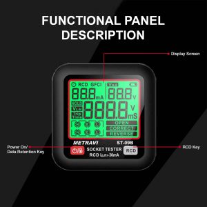 Metravi ST-09B Socket Tester Functional Panel Description