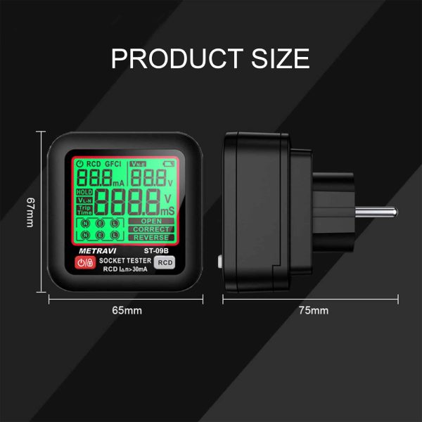 Metravi ST-09B Socket Tester Product Size and dimensions