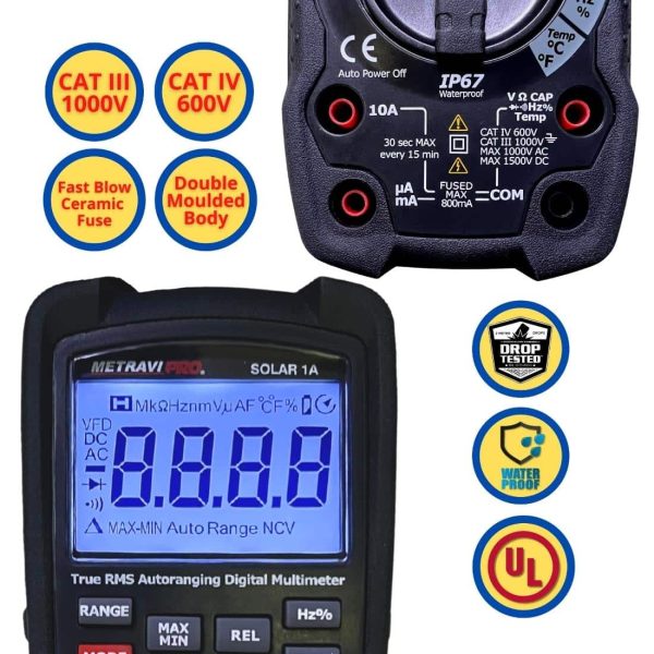 Metravi Pro Solar-1A Digital TRMS Multimeter for Solar features and specifications