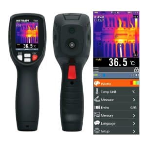 Metravi TI-8 Thermal Imager front and back view with menu options