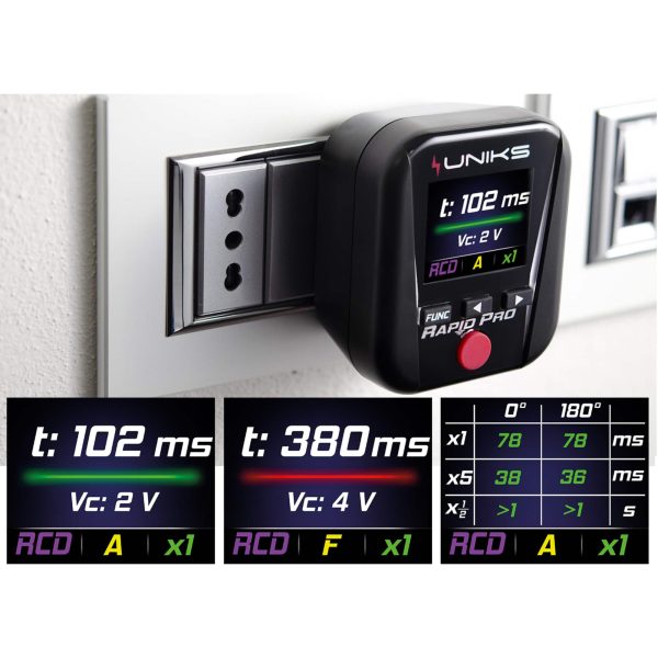 Metravi UNIKS Rapid PRO Multifunction Installation Tester Back View is an ELCB RCD Tester