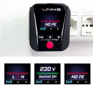 Metravi UNIKS Rapid PRO Multifunction Installation Tester is a Socket Polarity Tester and can measure Voltage
