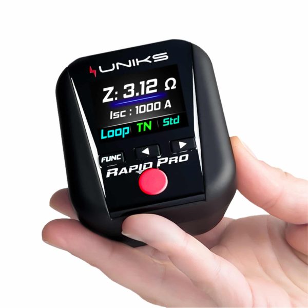 Metravi UNIKS Rapid PRO Multifunction Installation Tester is socket size and can fit in a pocket
