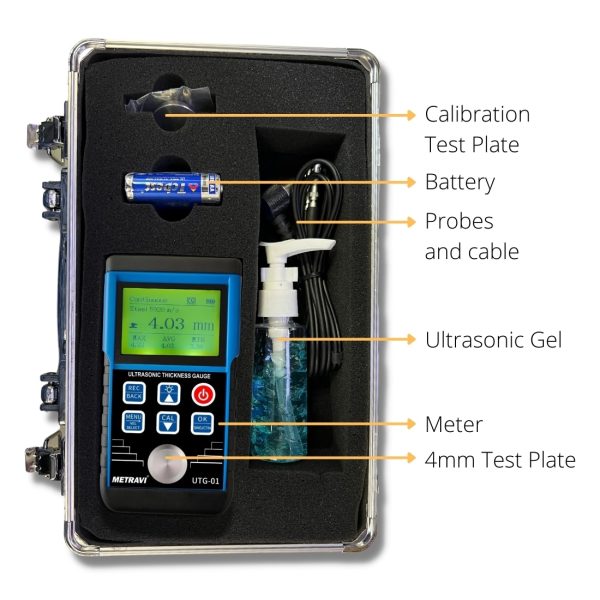 Metravi UTG-01 Ultrasonic Thickness Tester Product Kit and Accessories
