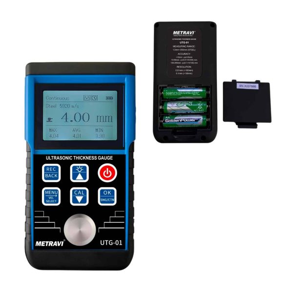 Metravi UTG-01 Ultrasonic Thickness Tester front and back view