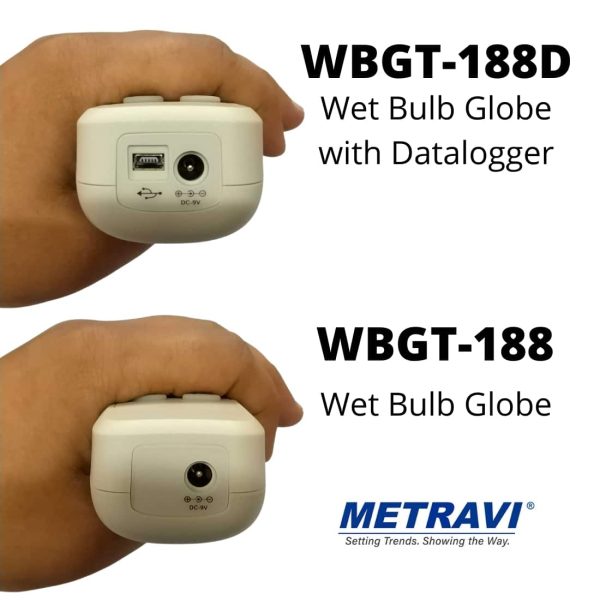 Metravi WBGT-188 Wet Bulb Globe and Datalogger jacks