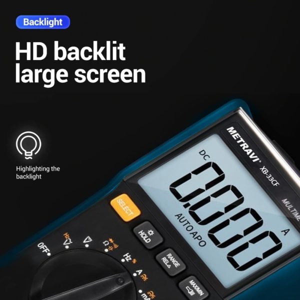 Metravi XB-33CF Digital TRMS Multimeter with large backlit screen
